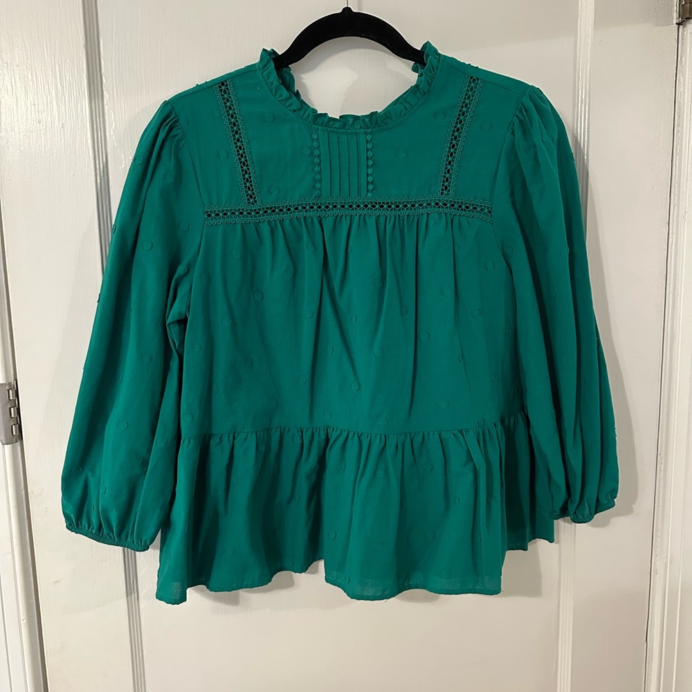Zara Ruffled Lace Insert Blouse - Picture 2 of 4